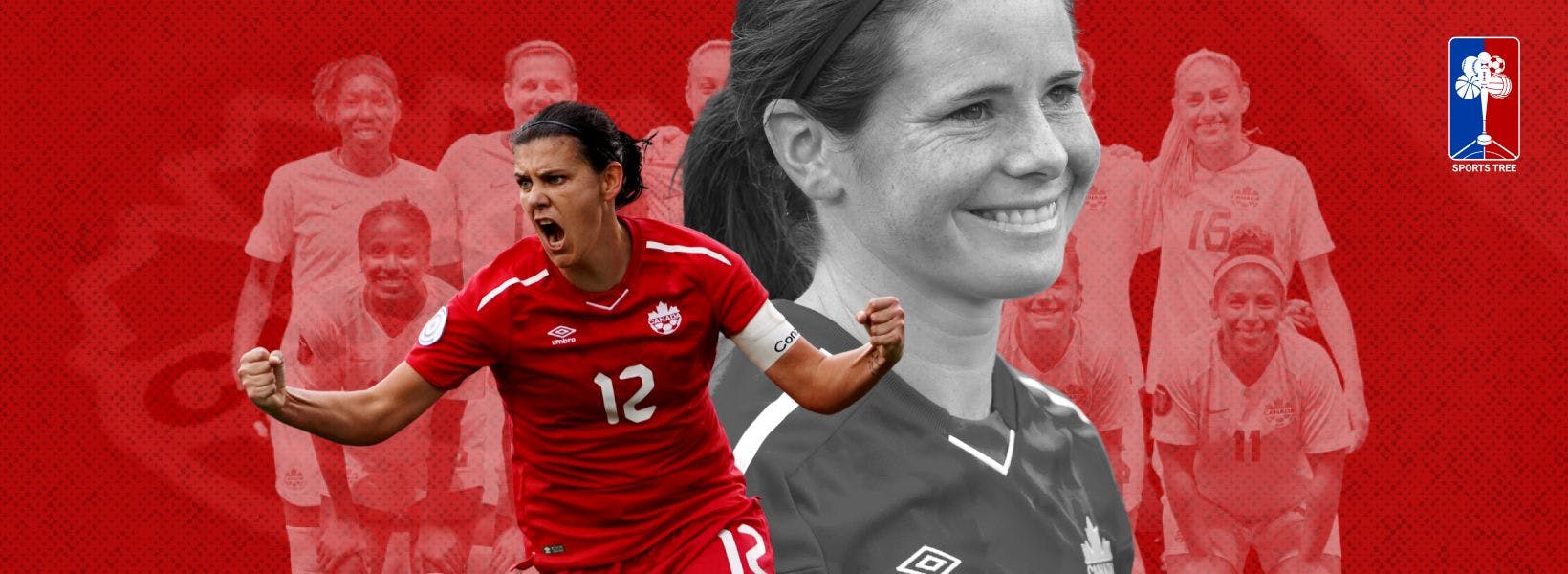 Former Canadian women’s international player Diana Matheson and current women’s captain Christine Sinclair 